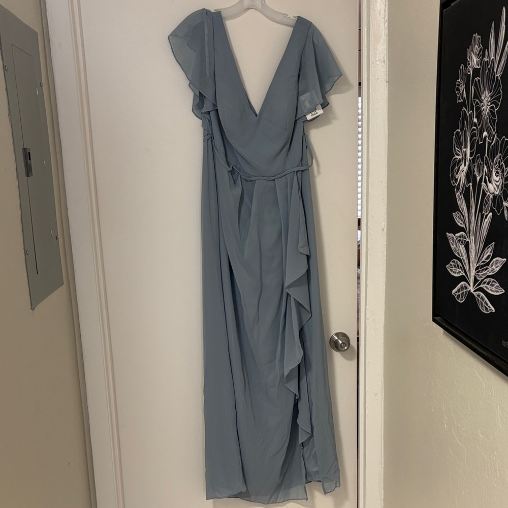 David's Bridal Soft Blue Maxi Dress